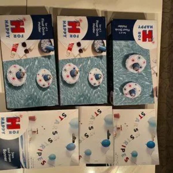 4th of July Decorations -3 Banners & 6 Inflatable Float Drink Holders (new) (ps) - Picture 6 of 8